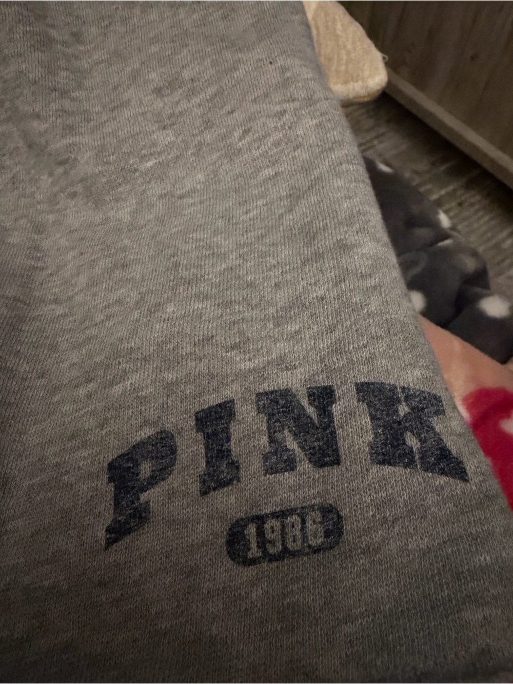 PINK Victoria's Secret Gray Crewneck Sweatshirt with Navy Logo